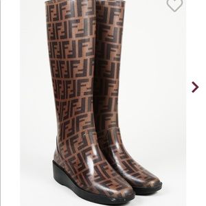 Fendi monogram rubber rain boots
